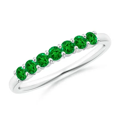 Angara Lab-grown Half Eternity Seven Stone Emerald Wedding Ring In Green