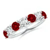 Angara Lab-grown Half Eternity Seven Stone Ruby And Lab Diamond Wedding Ring In White Gold/deep Rich Red