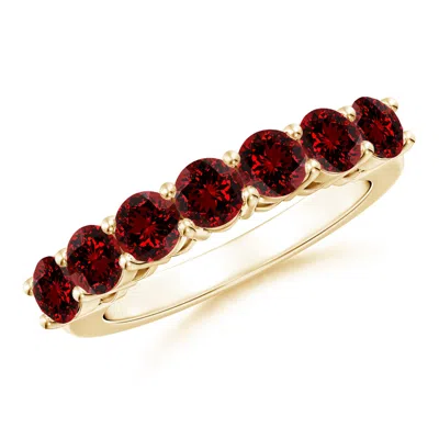 Angara Lab-grown Half Eternity Seven Stone Ruby Wedding Band In Red