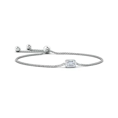 Angara Lab-grown Horizontally Set Emerald-cut Diamond Bolo Bracelet In Metallic