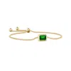Angara Lab-grown Horizontally Set Emerald-cut Emerald Bolo Bracelet In Yellow Gold/rich Green