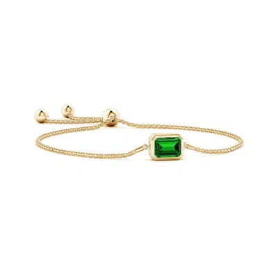 Angara Lab-grown Horizontally Set Emerald-cut Emerald Bolo Bracelet In Green