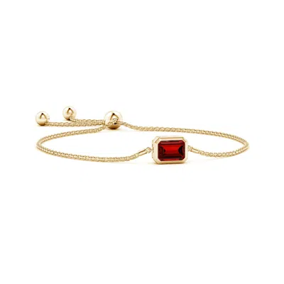 Angara Lab-grown Horizontally Set Emerald-cut Ruby Bolo Bracelet In Red