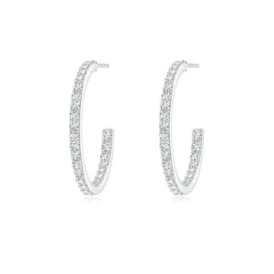 Angara Lab-grown Inside-out Single Line Diamond Hoop Earrings In Metallic