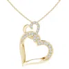 Angara Lab-grown Interlinked Diamond Tilted Heart Pendant In Yellow Gold/f-g