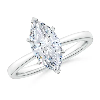 Angara Lab-grown Marquise Diamond Reverse Tapered Shank Solitaire Engagement Ring In Metallic