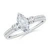 Angara Lab-grown Marquise Diamond Side Stone Knife-edge Shank Engagement Ring In White Gold/f-g