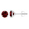 Angara Lab-grown Martini-set Round Ruby Stud Earrings In White Gold/deep Rich Red