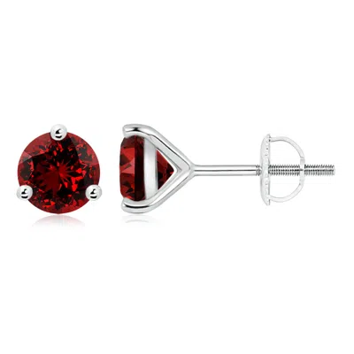 Angara Lab-grown Martini-set Round Ruby Stud Earrings In Metallic