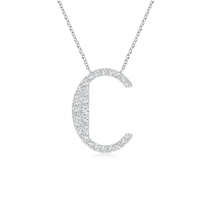 Angara Lab-grown Modern Deco Diamond Capital "c" Initial Pendant In Metallic