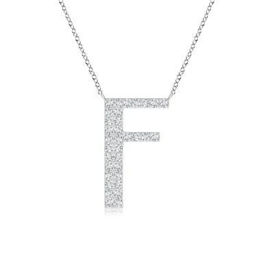 Angara Lab-grown Modern Deco Diamond Capital "f" Initial Pendant In Metallic
