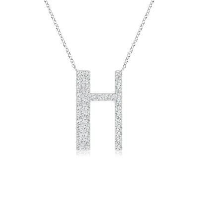 Angara Lab-grown Modern Deco Diamond Capital "h" Initial Pendant In Metallic