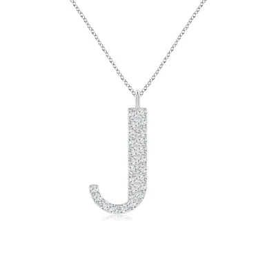 Angara Lab-grown Modern Deco Diamond Capital "j" Initial Pendant In Metallic