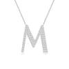 Angara Lab-grown Modern Deco Diamond Capital "m" Initial Pendant In Platinum/f-g
