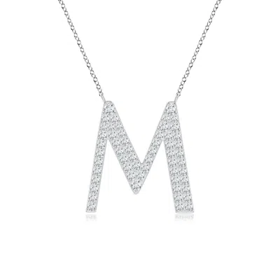 Angara Lab-grown Modern Deco Diamond Capital "m" Initial Pendant In Metallic
