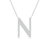 Angara Lab-grown Modern Deco Diamond Capital "n" Initial Pendant In White Gold/f-g