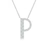 Angara Lab-grown Modern Deco Diamond Capital "p" Initial Pendant In Platinum/f-g