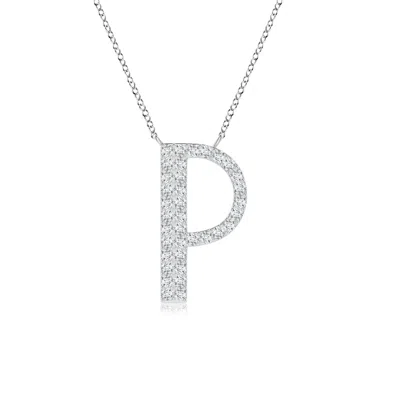 Angara Lab-grown Modern Deco Diamond Capital "p" Initial Pendant In Metallic
