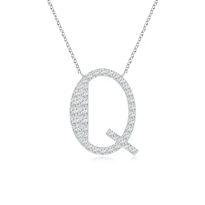 Angara Lab-grown Modern Deco Diamond Capital "q" Initial Pendant In Metallic