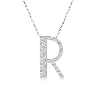 Angara Lab-grown Modern Deco Diamond Capital "r" Initial Pendant In Metallic
