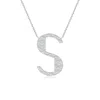 Angara Lab-grown Modern Deco Diamond Capital "s" Initial Pendant In Platinum/f-g