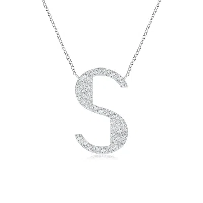 Angara Lab-grown Modern Deco Diamond Capital "s" Initial Pendant In Metallic