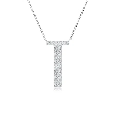 Angara Lab-grown Modern Deco Diamond Capital "t" Initial Pendant In Metallic