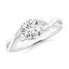 Angara Lab-grown Nature Inspired Diamond Crossover Ring With Leaf Motifs In White Gold/f-g