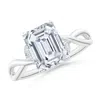 Angara Lab-grown Nature-inspired Emerald-cut Diamond Hidden Halo Engagement Ring In White Gold/f-g