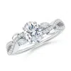 Angara Lab-grown Nature-inspired Oval And Marquise Diamond Side Stone Engagement Ring In White Gold/f-g