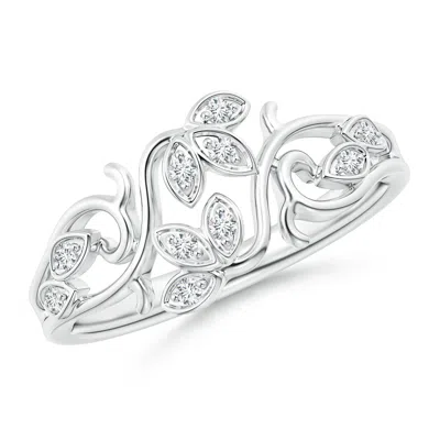 Angara Lab-grown Nature Inspired Pave-set Diamond Leaf And Vine Ring In Metallic