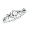 Angara Lab-grown Nature-inspired Round And Marquise Diamond Side Stone Engagement Ring In White Gold/f-g