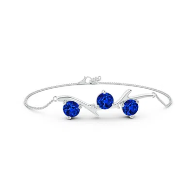 Angara Lab-grown Nature Inspired Round Blue Sapphire Tree Branch Bracelet