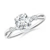 Angara Lab-grown Nature Inspired Round Diamond Side Stone Engagement Ring In White Gold/f-g