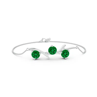 Angara Lab-grown Nature Inspired Round Emerald Tree Branch Bracelet In Green