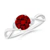 Angara Lab-grown Nature-inspired Round Ruby Hidden Halo Engagement Ring In White Gold/deep Rich Red