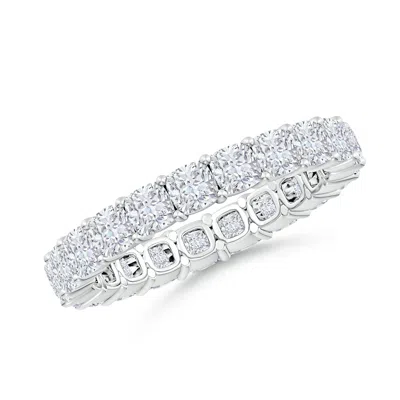 Angara Lab-grown North-south Cushion Diamond Classic Eternity Wedding Ring In Metallic