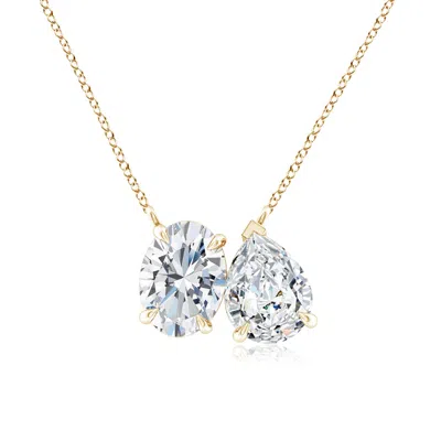 Angara Lab-grown Oval & Pear Diamond Two-stone Pendant With Filigree In Metallic