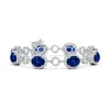 Angara Lab-grown Oval Blue Sapphire Halo Open Circle Link Bracelet In White Gold/deep Rich Blue