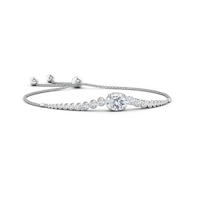 Angara Lab-grown Oval Diamond Bolo Bracelet With Bezel Diamond Accents In Metallic