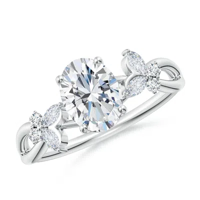 Angara Lab-grown Oval Diamond Butterfly Engagement Ring In Metallic