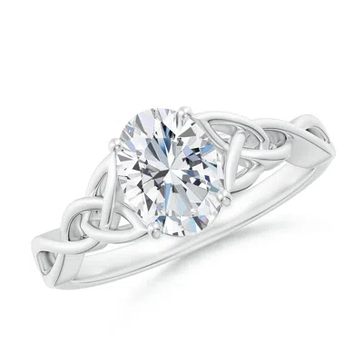 Angara Lab-grown Oval Diamond Celtic Knot Engagement Ring In Metallic