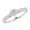 Angara Lab-grown Oval Diamond Engagement Ring With Trio Accents In White Gold/f-g