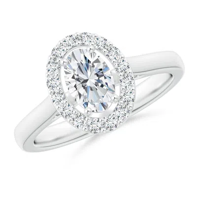 Angara Lab-grown Oval Diamond Halo Engagement Ring In Metallic