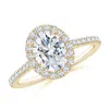 Angara Lab-grown Oval Diamond Halo Ring In Yellow Gold/f-g