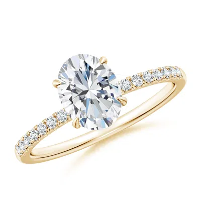 Angara Lab-grown Oval Diamond Hidden Halo Engagement Ring In Gold