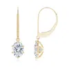 Angara Lab-grown Oval Diamond Leverback Drop Earrings In Yellow Gold/f-g
