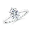 Angara Lab-grown Oval Diamond Reverse Tapered Shank Cathedral Engagement Ring In White Gold/f-g
