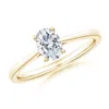 Angara Lab-grown Oval Diamond Reverse Tapered Shank Cathedral Engagement Ring In Yellow Gold/f-g