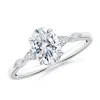 Angara Lab-grown Oval Diamond Side Stone Engagement Ring In White Gold/f-g